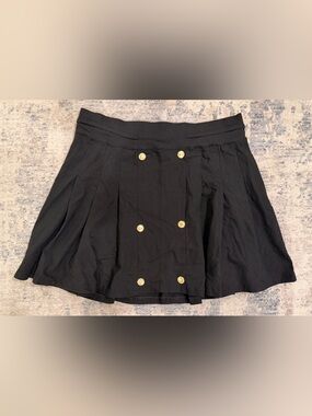 Thrill Black Skirt with Golden Button Details